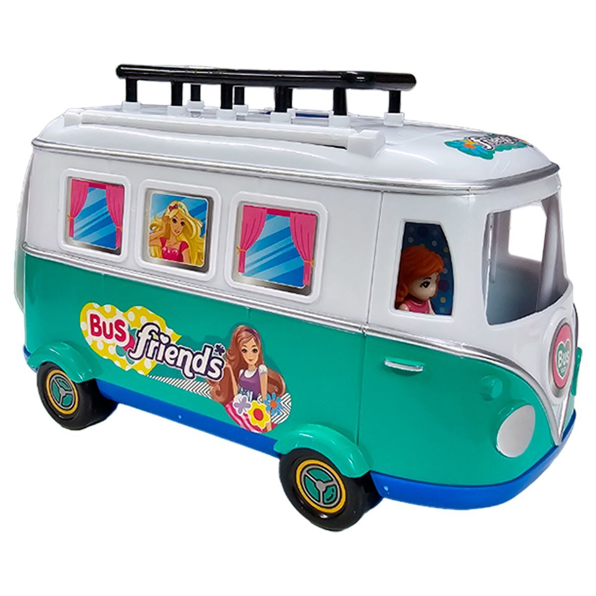 GENERICO - Bus Carro Camper Clásica  Helicóptero Set Muñecas Accesorio