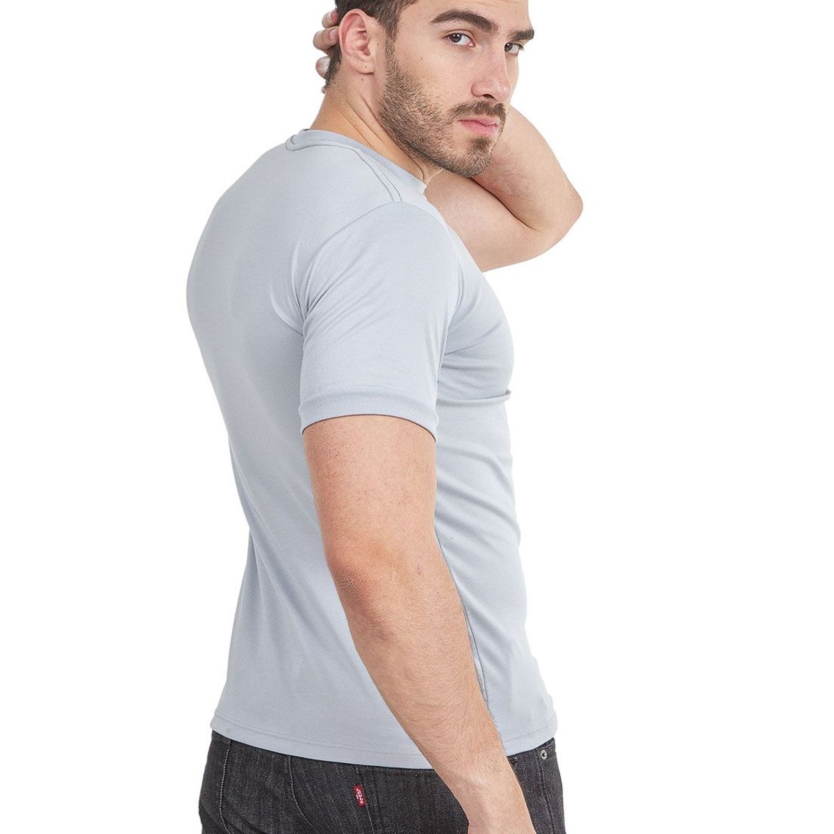 SANTANA - Camiseta Hombre Cuello Redondo Manga Corta Gris Claro