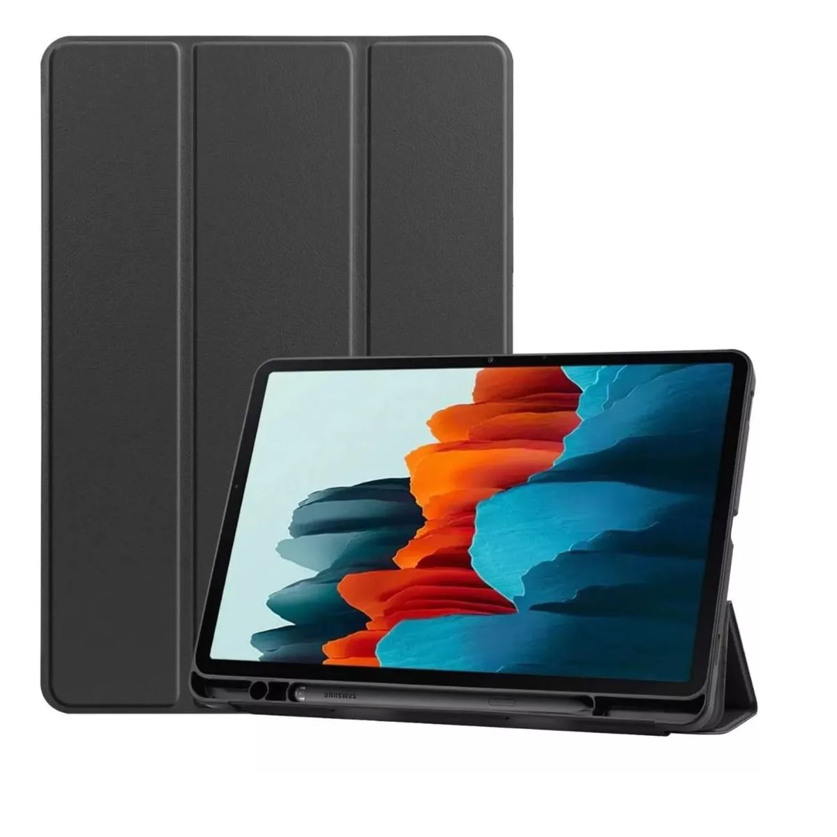 GENERICO - Forro Smart Case Para Samsung Tab S9 Con Espacio Para Lápiz Negro