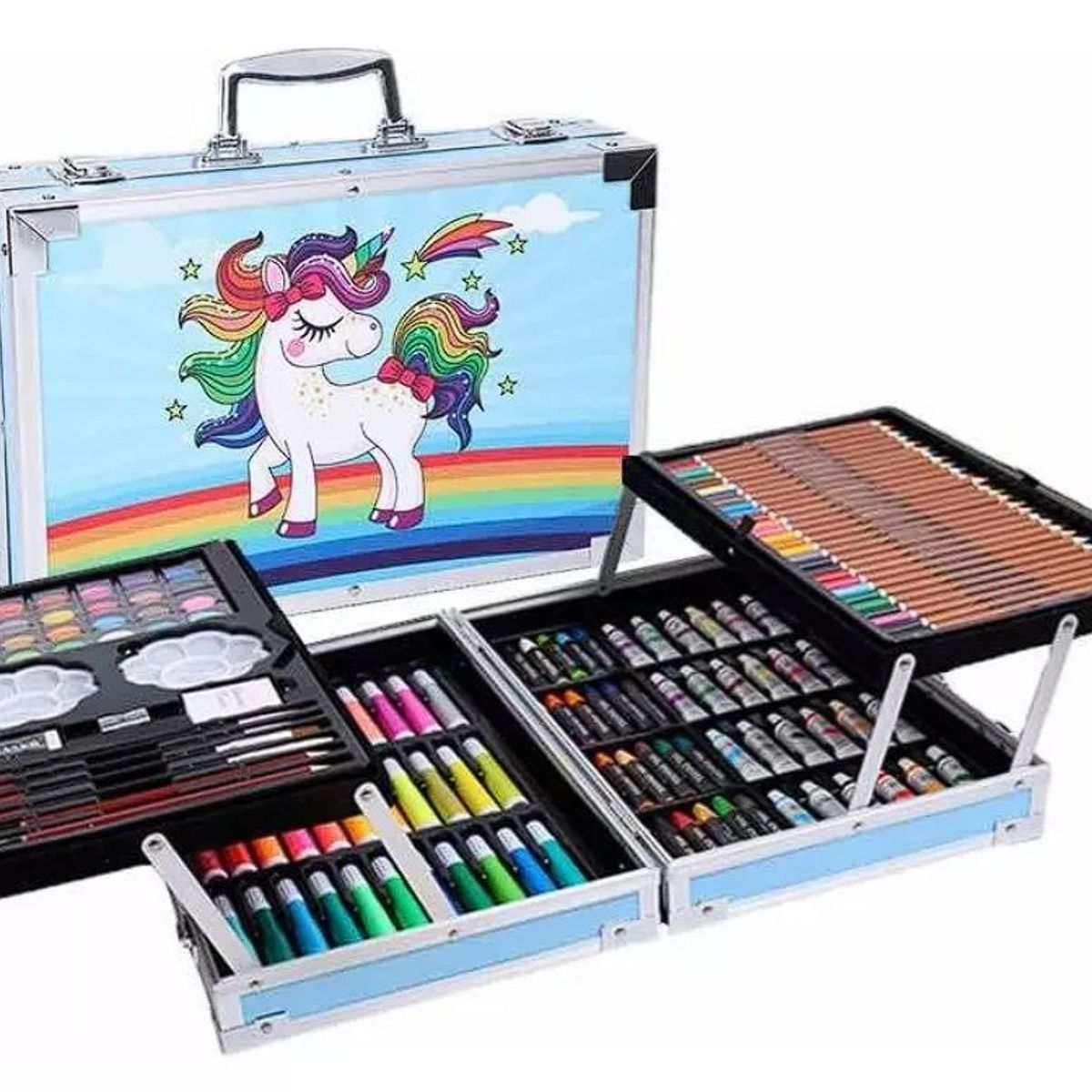 ART CO - Set De Arte De Lujo 145 Piezas Caja De Aluminio Para Niños
