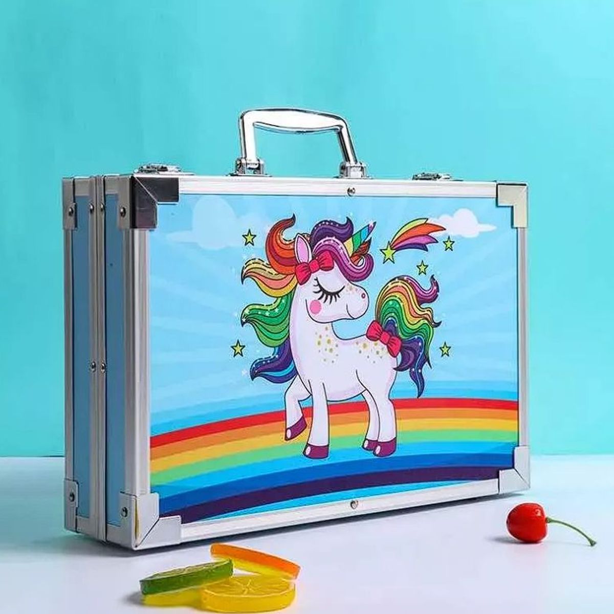 ART CO - Set De Arte De Lujo 145 Piezas Caja De Aluminio Para Niños