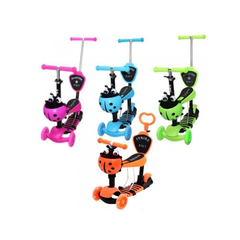 GENERICO - Scooter patineta mariquita silla removible 5 en 1 Verde