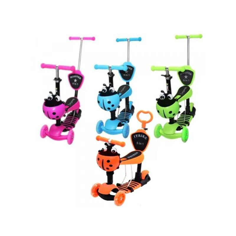 GENERICO - Scooter patineta mariquita silla removible 5 en 1 Naranja