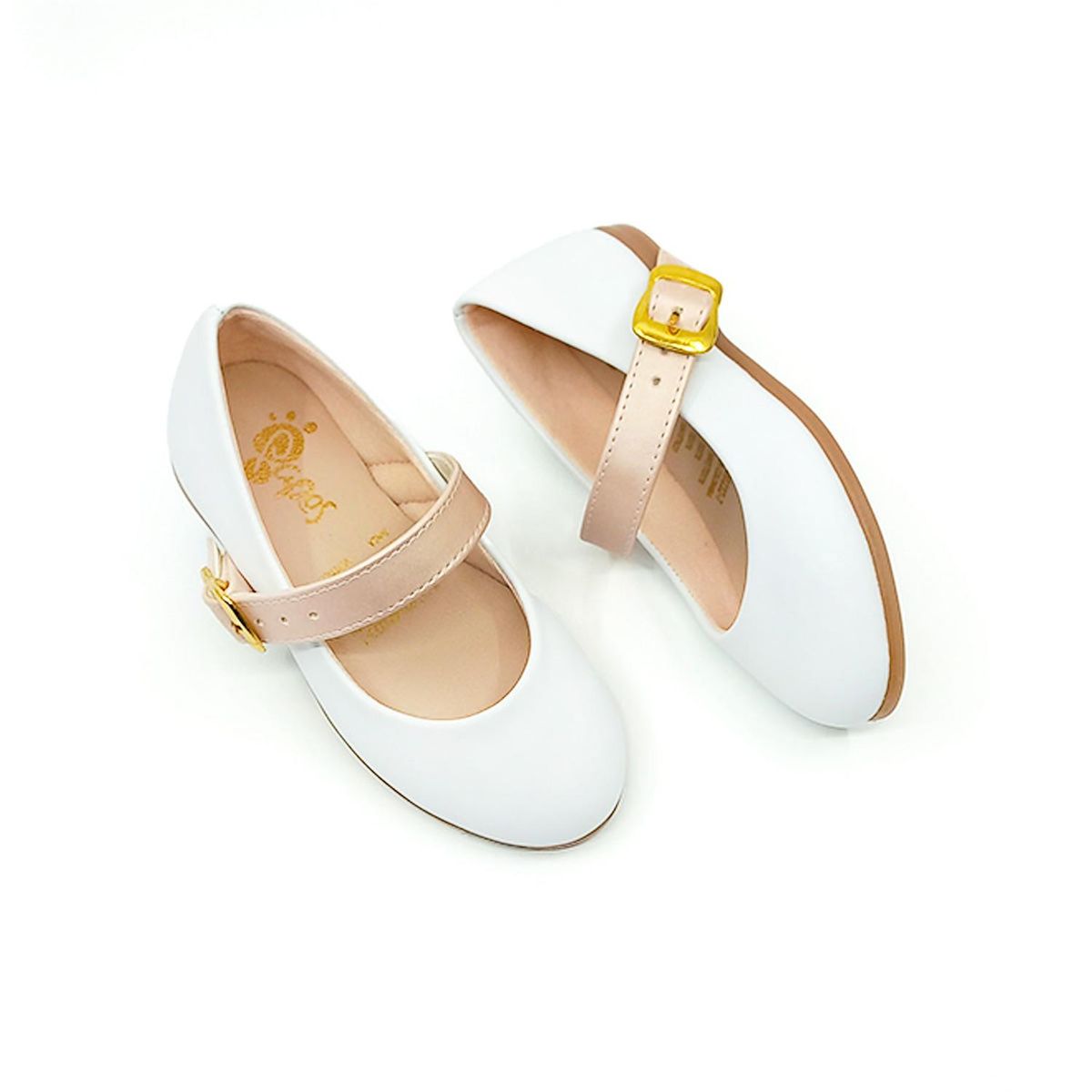 PAPOS - Baletas Niña Bonita Blanca y Nude - Crema