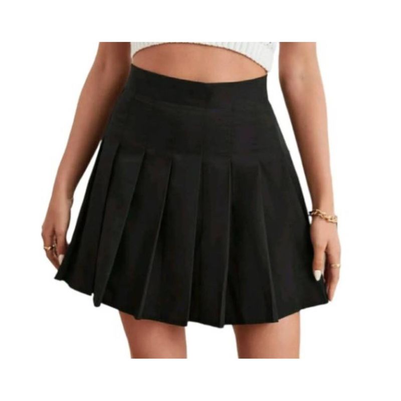 RAINBOW MODA - falda plisada corta negra coreana kawaii