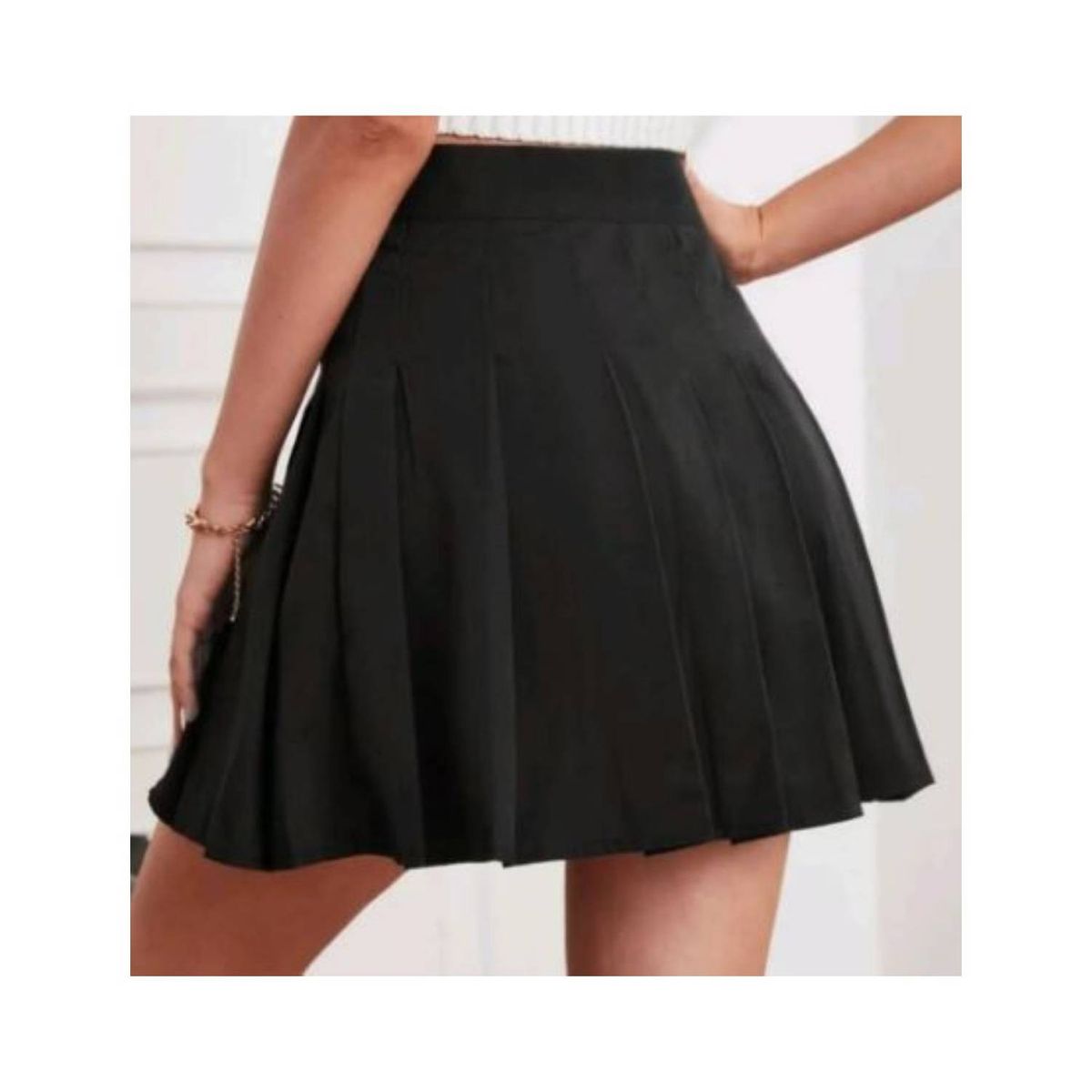 RAINBOW MODA - falda plisada corta negra coreana kawaii