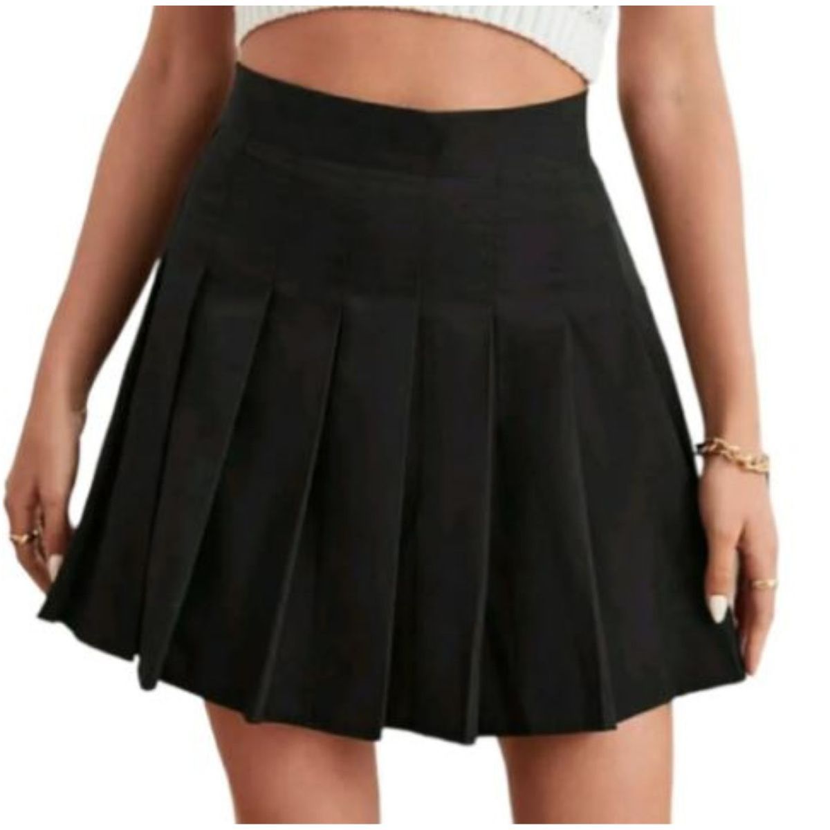 RAINBOW MODA - falda plisada corta negra coreana kawaii