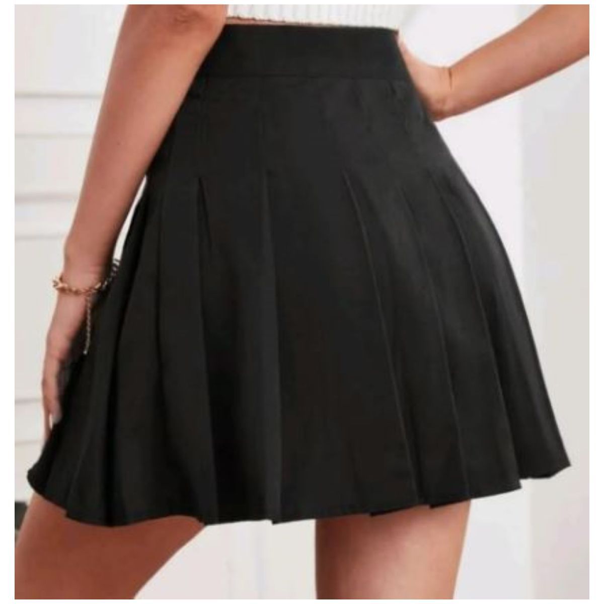 RAINBOW MODA - falda plisada corta negra coreana kawaii