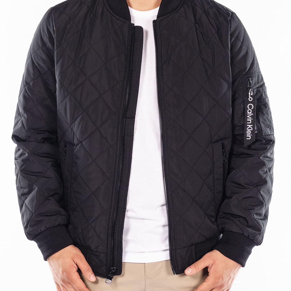 CALVIN KLEIN - Chaqueta Negra Con Cierre Y Bolsillos Frontal Calvin Klein