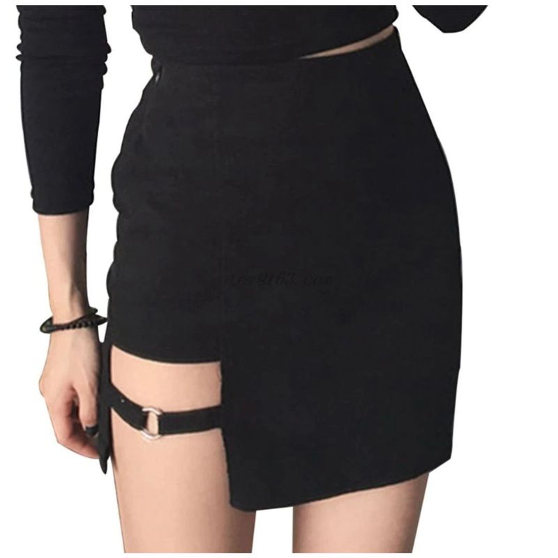 RAINBOW MODA - falda corta dark mini falda negra aesthetic gotica