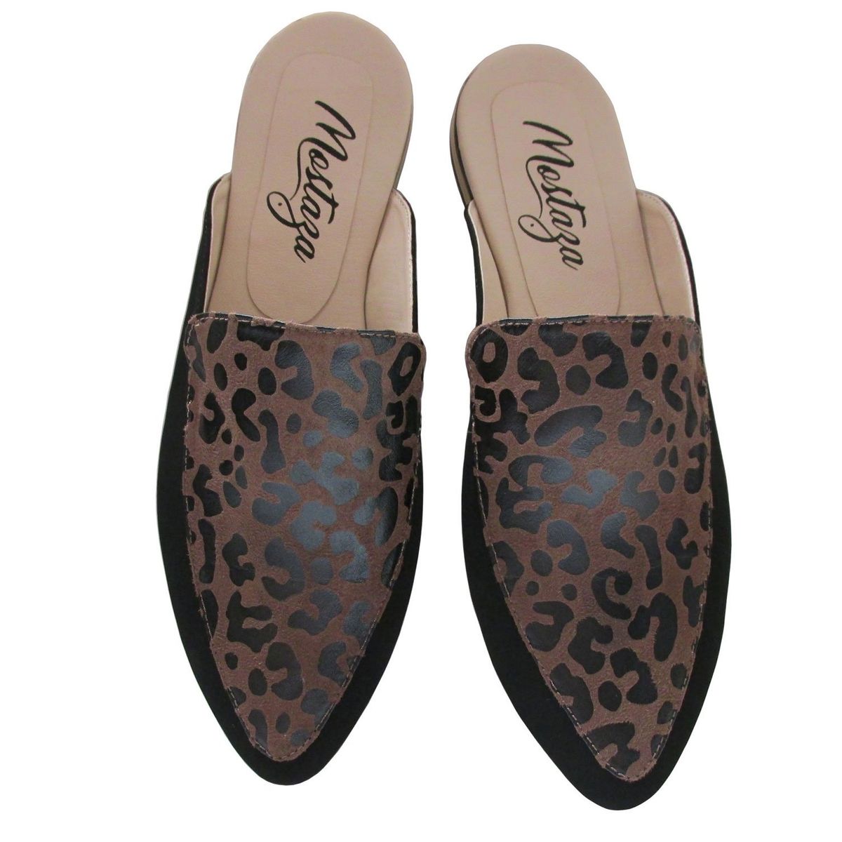 MOSTAZA - Zuecos negros con animal print