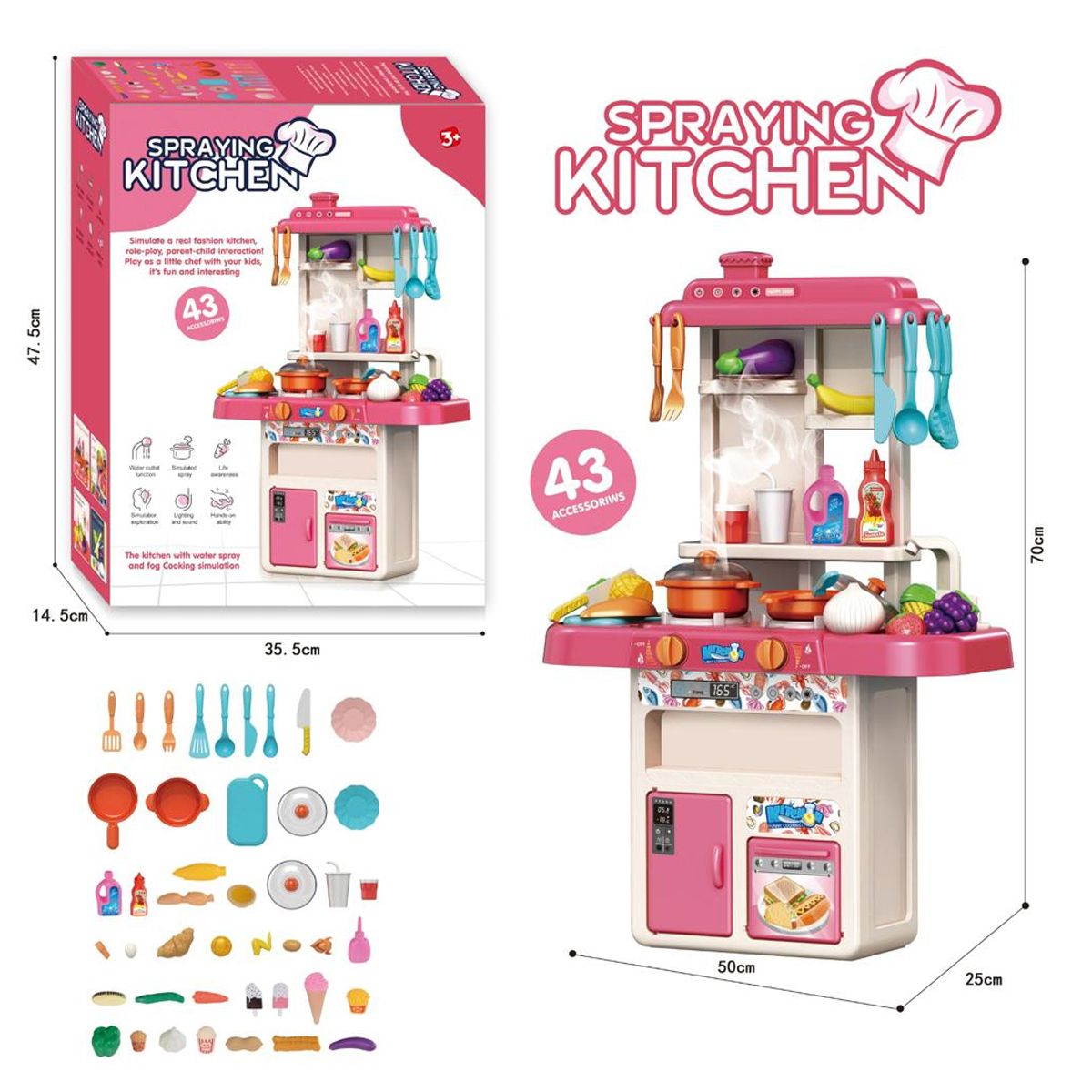 ENFANT'ASY - Cocina Cocinita Infantil Accesorios Función Agua Y Sonido Juguete