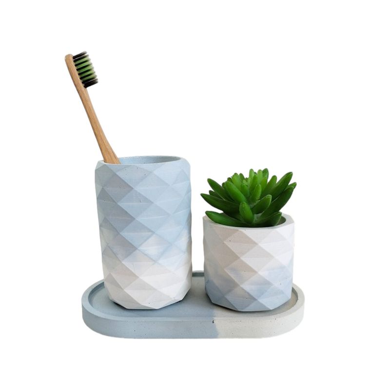 DE CONCRETO MATERAS Y DISEÑO - Organizadores  Decox3 de Cemento 12x17.5x9 cm Blanco/Azul