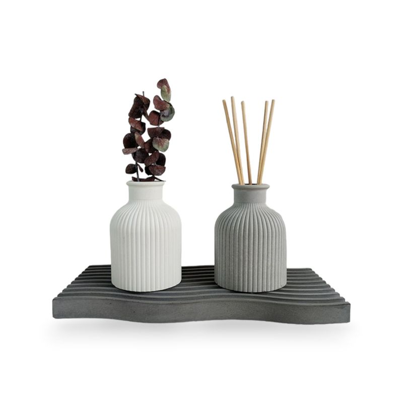 DE CONCRETO MATERAS Y DISEÑO - Bandeja Olas de Cemento 2x25x11.5 cm Oscuro