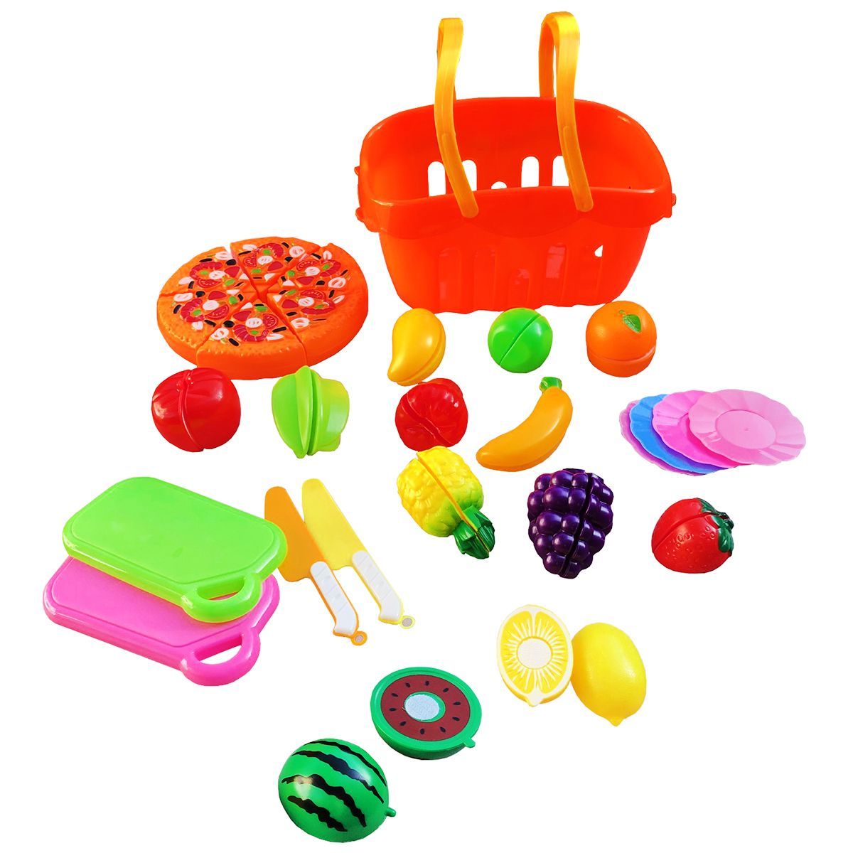 ENFANT'ASY - Set Alimentos Juguete Con Velcro Para Cortar Con Cesta