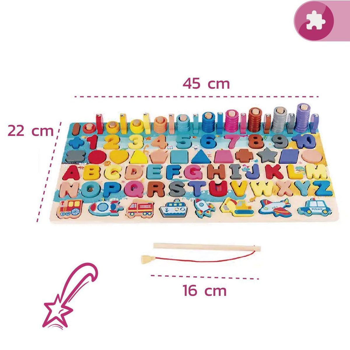 ENFANTASY - Tablero Didáctico Madera Juego Alfanumérico Infantil Encajar