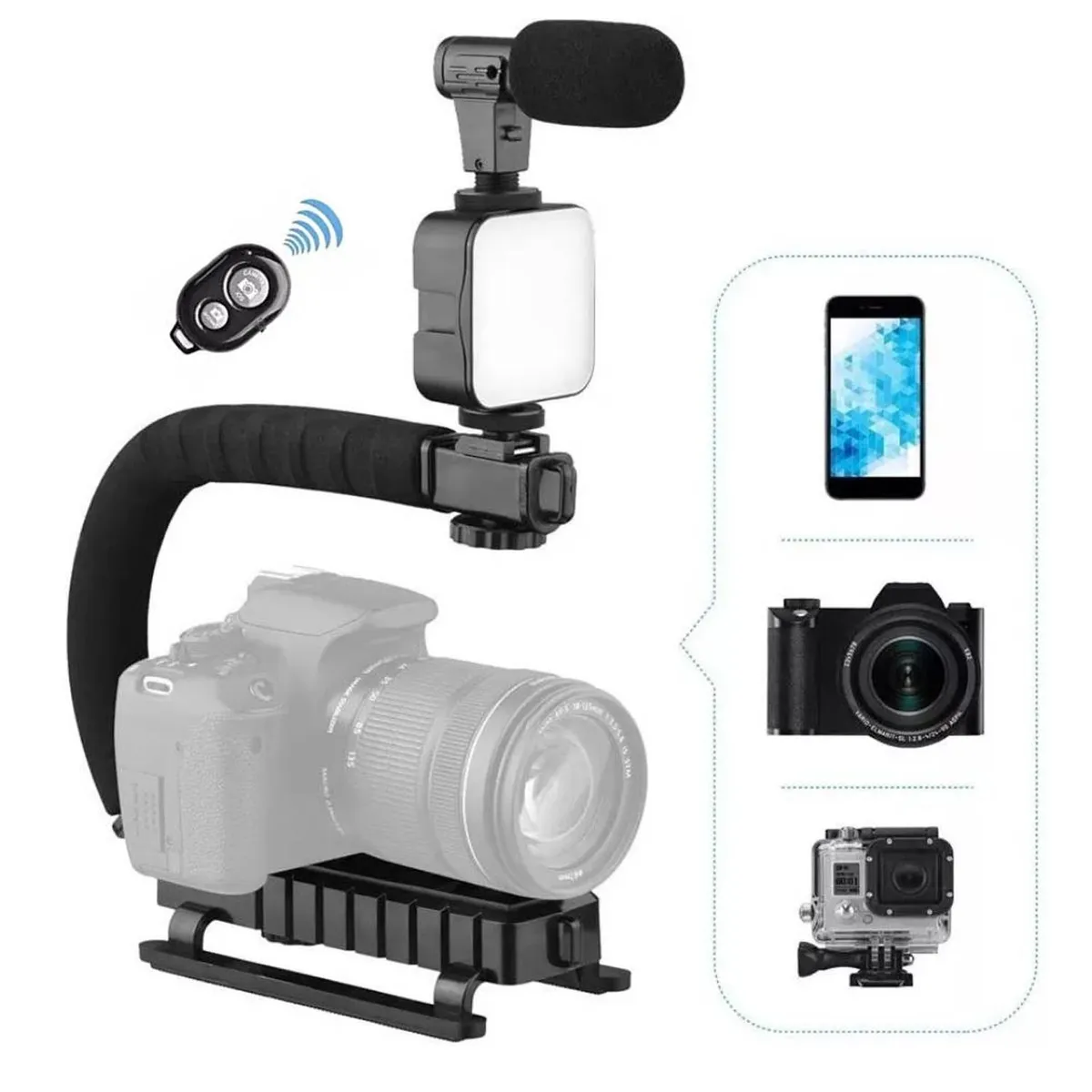 ONE PIXEL - Kit Estabilizador De Video Celular Vlogging Led Mic Ay-49u