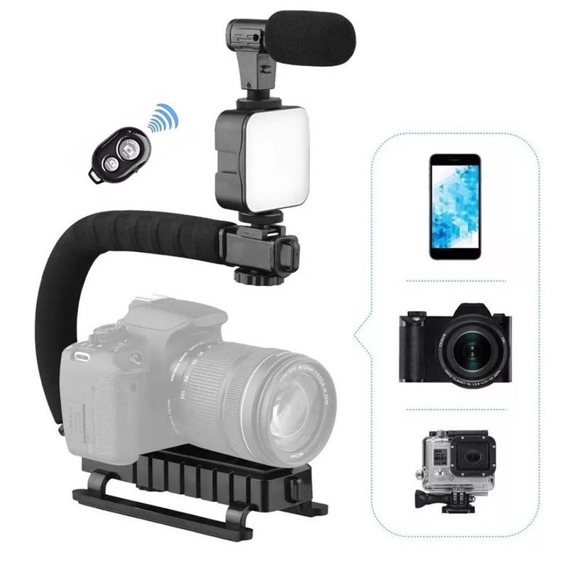 ONE PIXEL - Kit Estabilizador De Video Celular Vlogging Led Mic Ay-49u