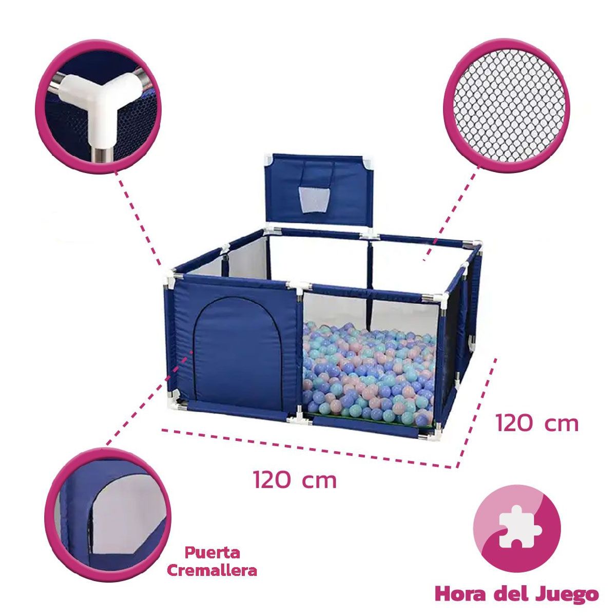 ENFANT'ASY - Corral De Juegos Bebes Con Canchas 120 X 120