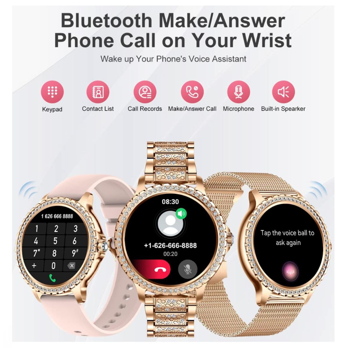 AMERICAN GENERICS - Reloj Inteligente Mujer Smartwatch Llamadas Asistente De Voz