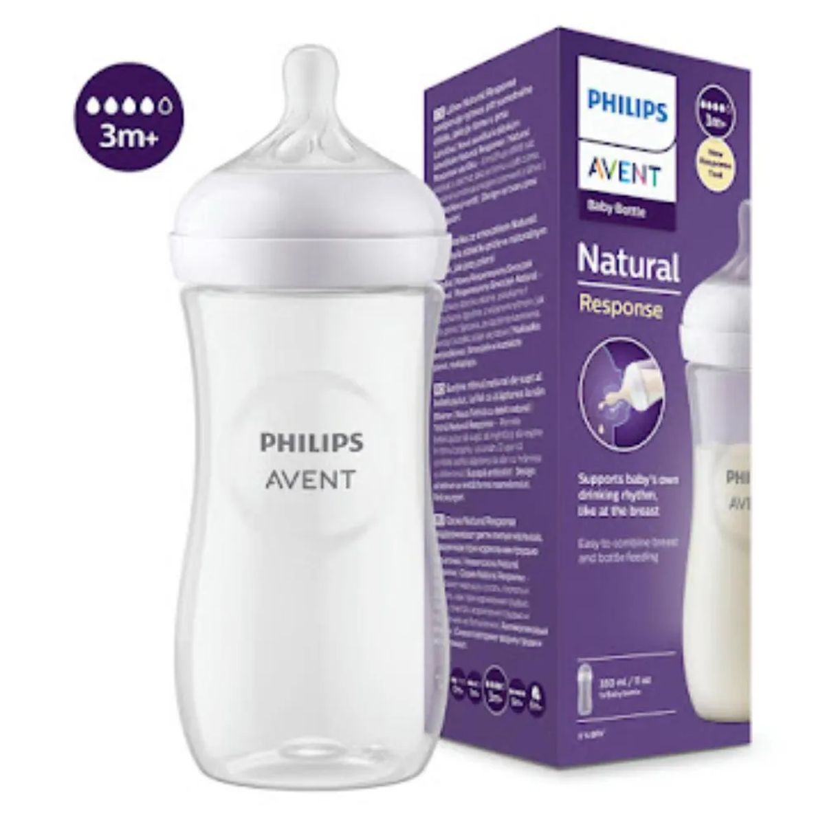 PHILIPS - Tetero Natural Response 11oz 3m+ Flujo Rápido