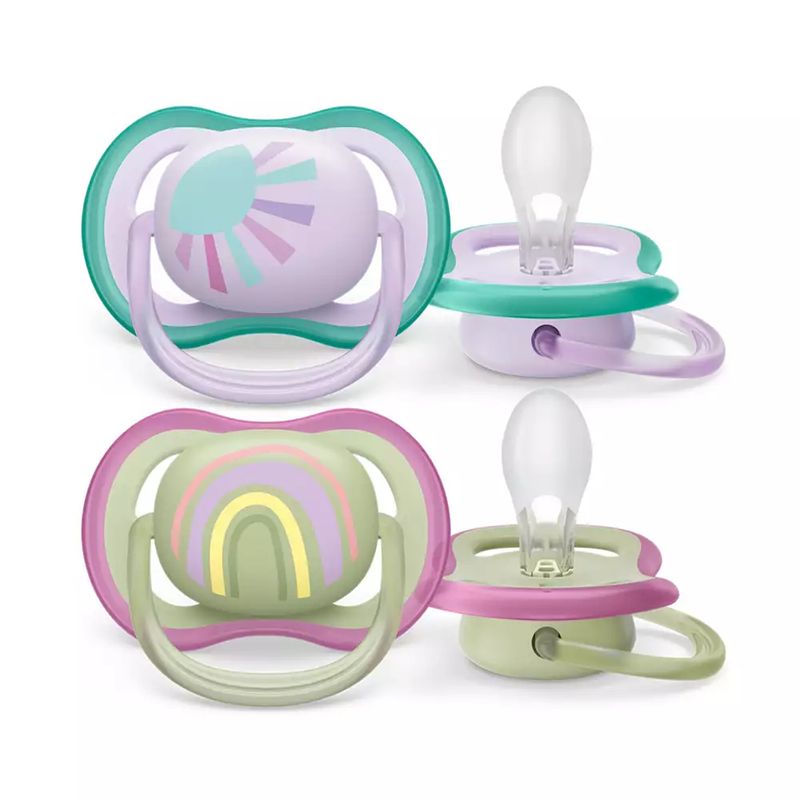 AVENT - Chupo Entretencion Ultra Air 0-6M SolArcoiris Rosado Avent