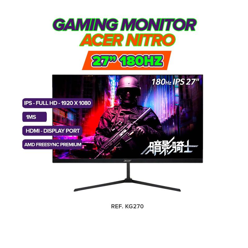 ACER - Monitor Gamer ACER NITRO KG270 27 IPS  FHD  180Hz  1ms