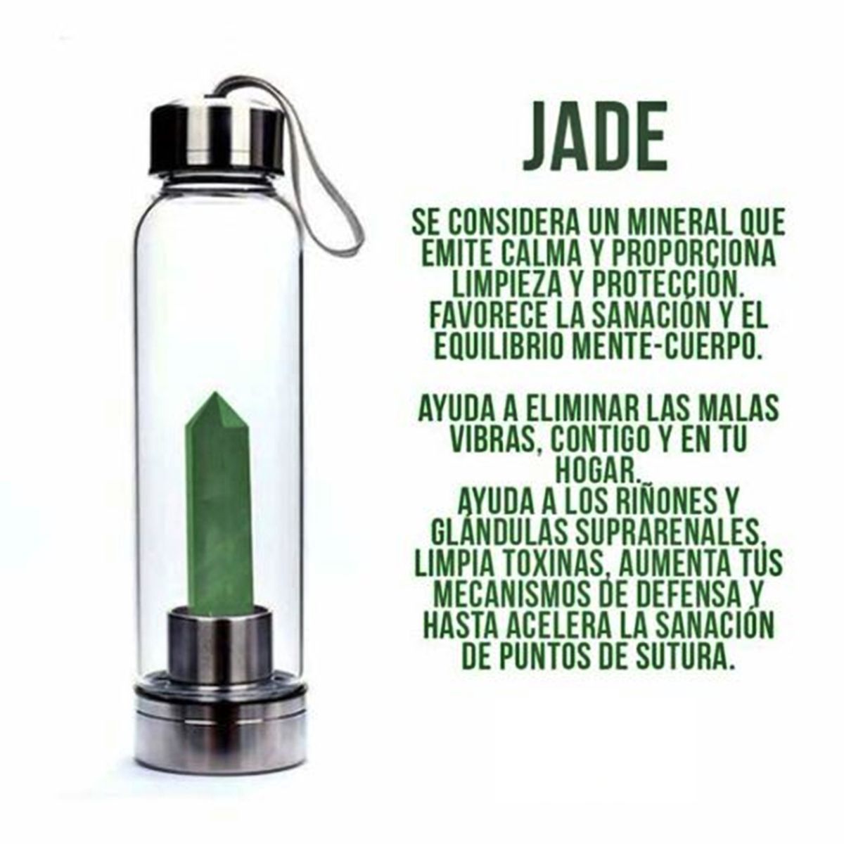 GENERICO - Termo Botella De Agua Con Cristales De Cuarzo Verde Y Estuche