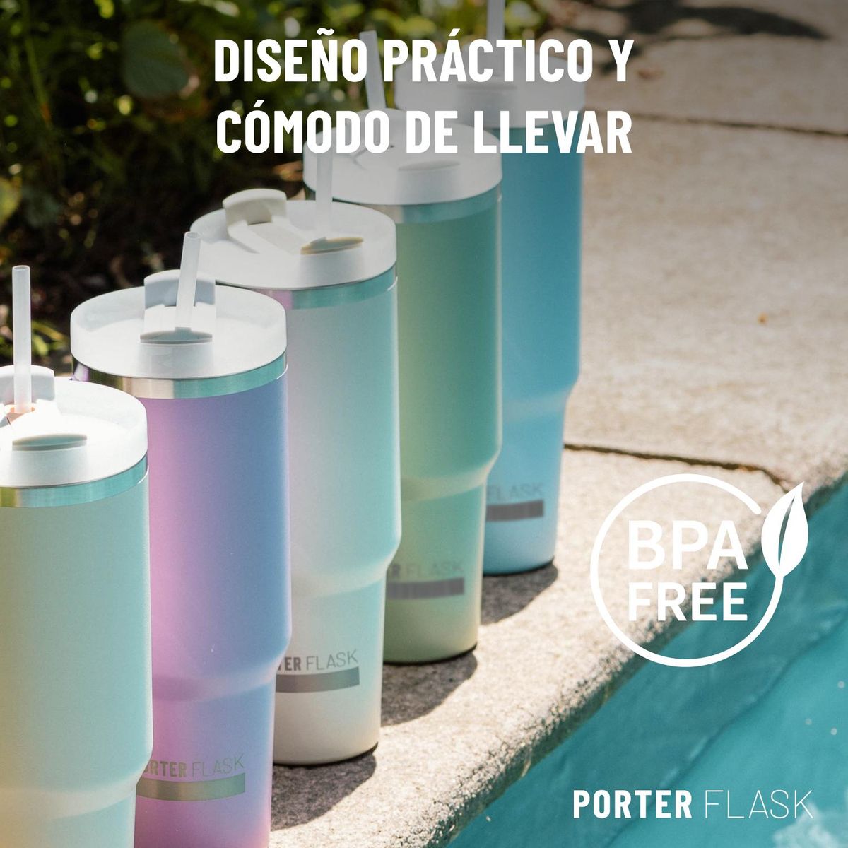 BUFFER FLASK - Vaso Termo Termico Manija Y Pitillo 1.2L Acero Inox - Crema