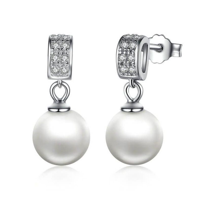 ALHAJAS - Aretes Topos Elegantes Perlas Para Mujer Fabricados En Plata 925