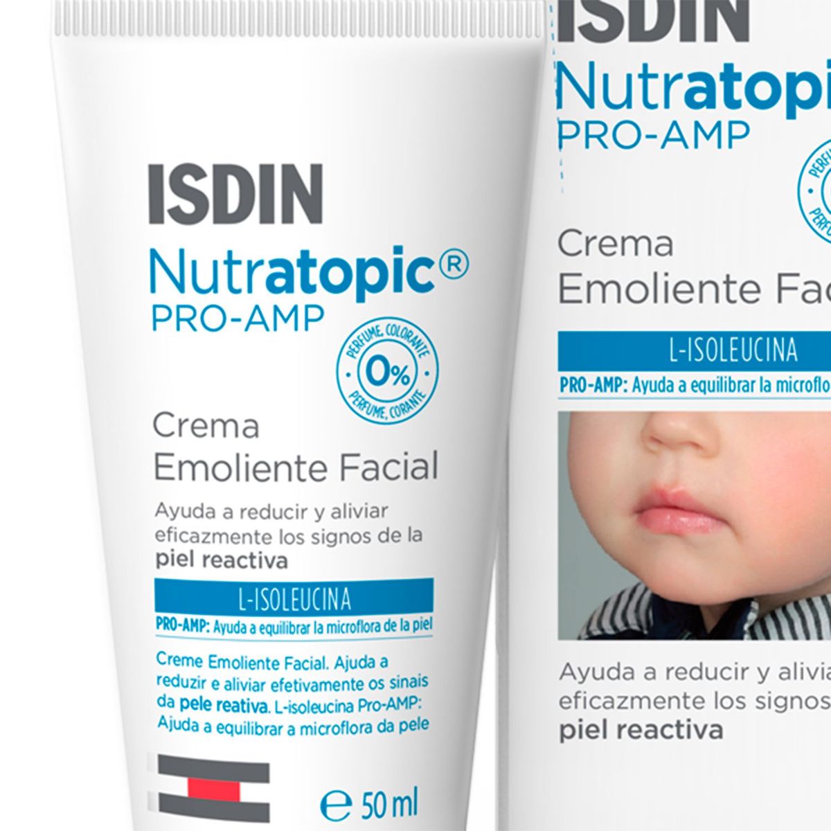 ISDIN - Hidratante Facial Nutratopic Pro - AMP Emoliente Isdin para Todo tipo de piel 50 ml