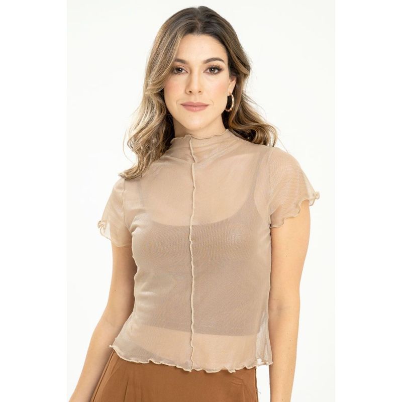 RAGGED - Top mesh shine Cafe taupe Ragged