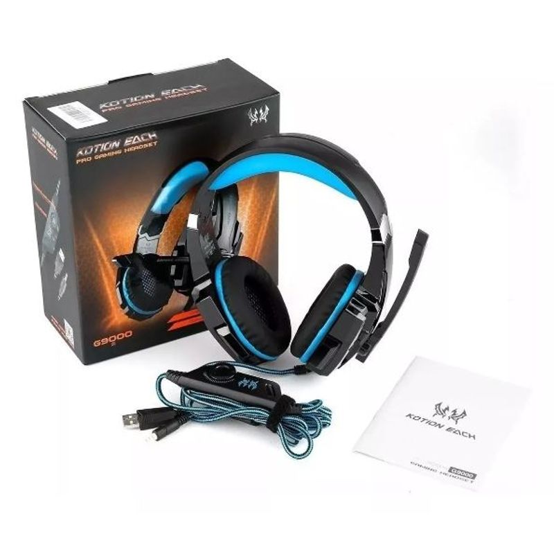 GENERICO - Audífonos Gamer Kotion Negro y Azul Con Luz Led
