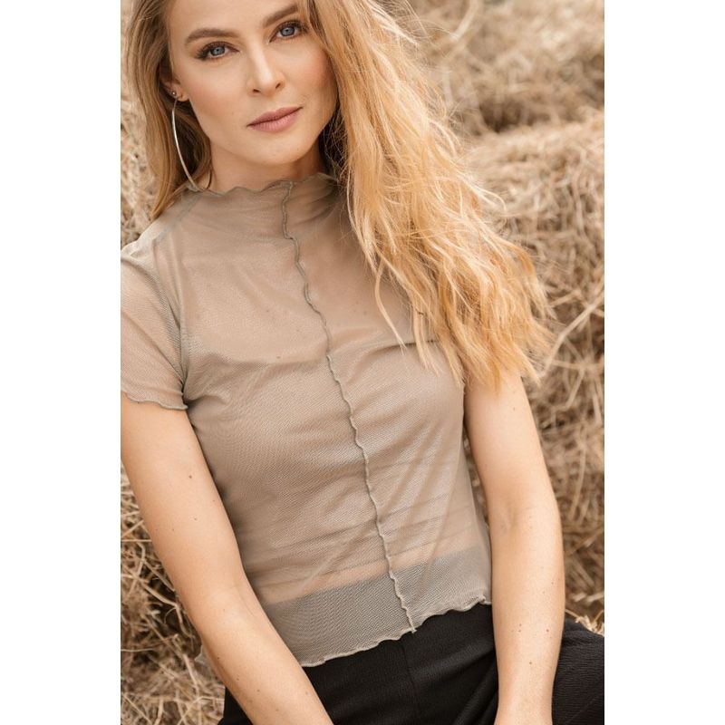 RAGGED - Top mesh shine Verde militar Ragged