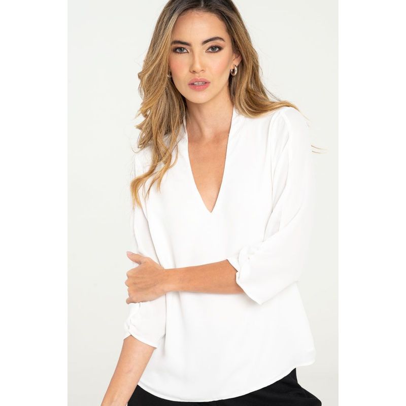 RAGGED - Blusa 3/4 chifon Blanco crudo Ragged