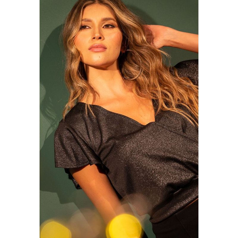 RAGGED - Blusa cruzada silver Negro Ragged