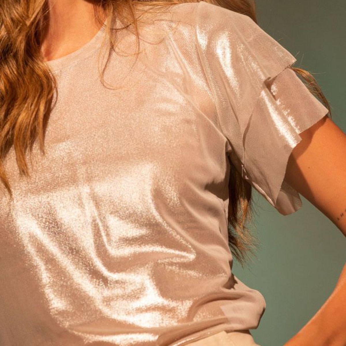 RAGGED - Blusa gloss mesh Nude Ragged.