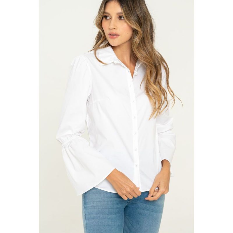 RAGGED - Camisa popelina manga campana Blanco Ragged