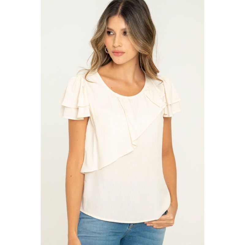 RAGGED - Blusa bolero manga corta Beige claro Ragged