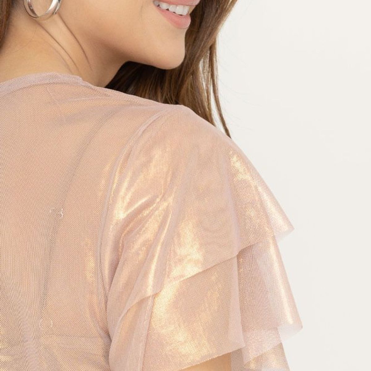 RAGGED - Blusa gloss mesh Cobre Ragged.
