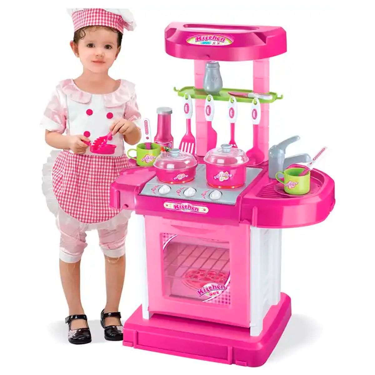 GENERICO - Cocina Maletin Juguete Horno Luz Sonidos Plegable Accesorios Ref 008-58A