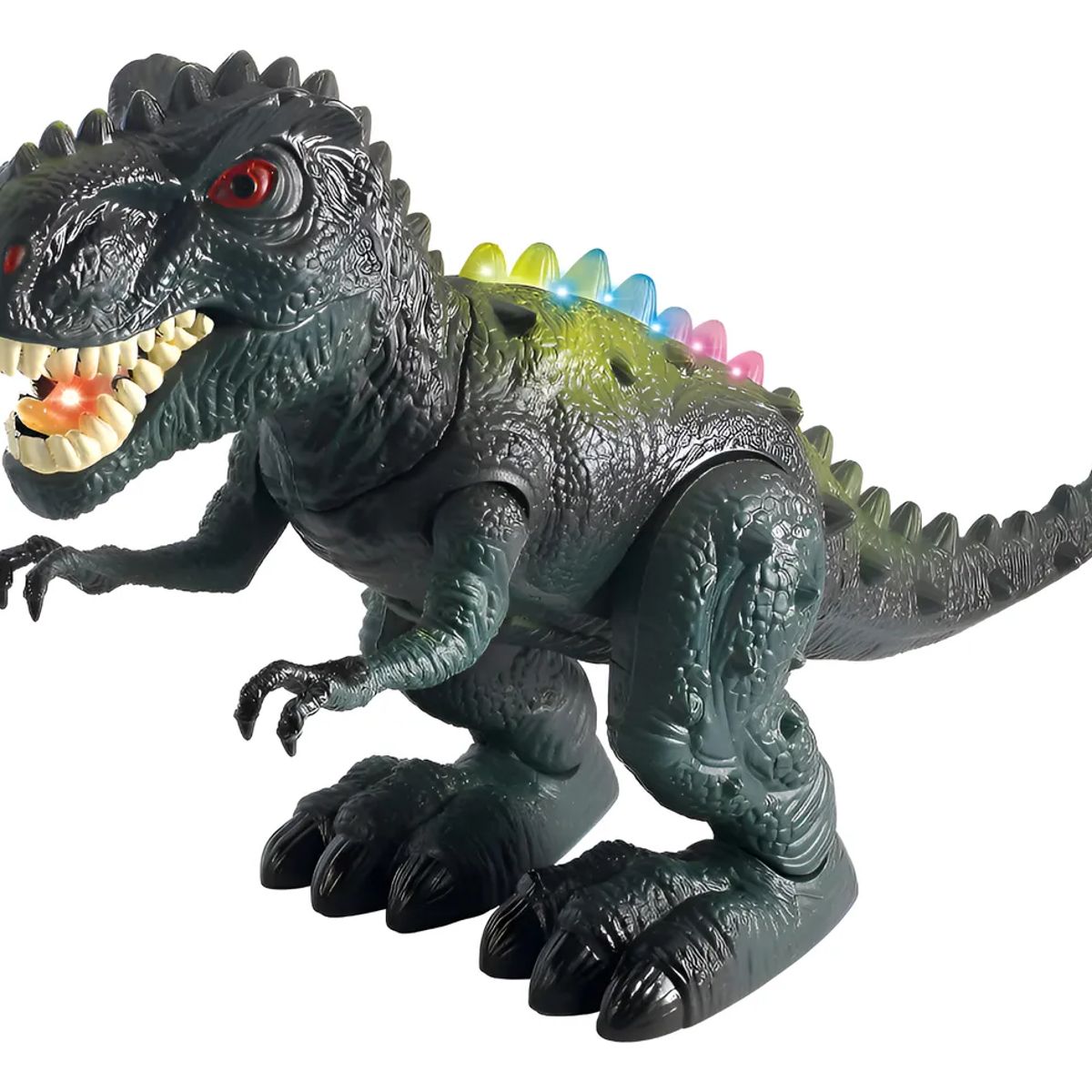 JUGANDO Y EDUCANDO - Juguete Dinosaurio T-rex Con Luces Sonido Y Movimiento verde Niños