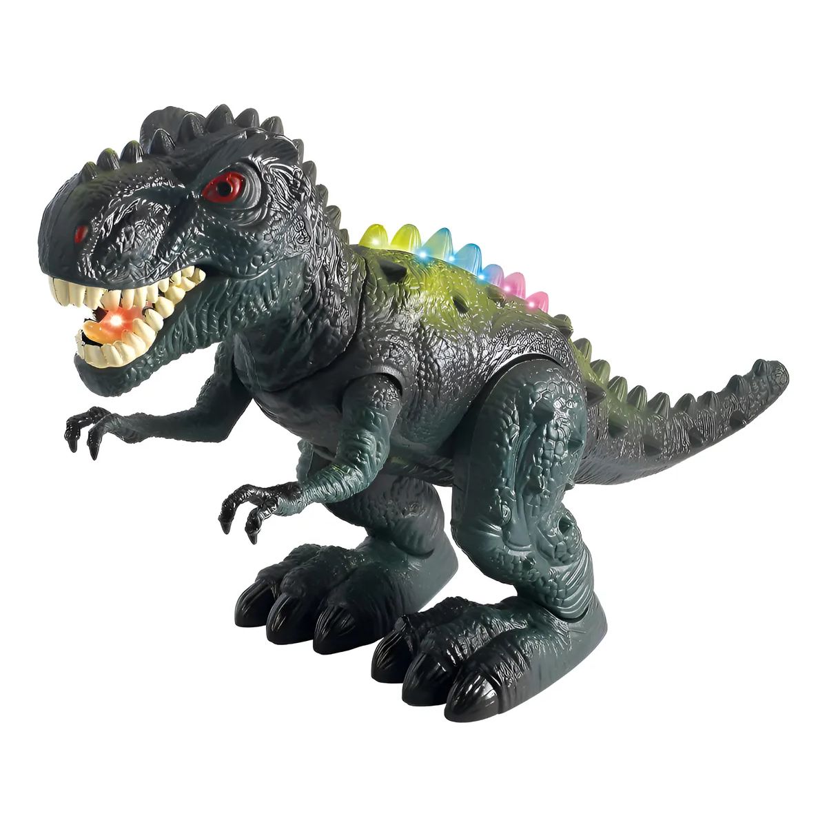 JUGANDO Y EDUCANDO - Juguete Dinosaurio T-rex Con Luces Sonido Y Movimiento verde Niños