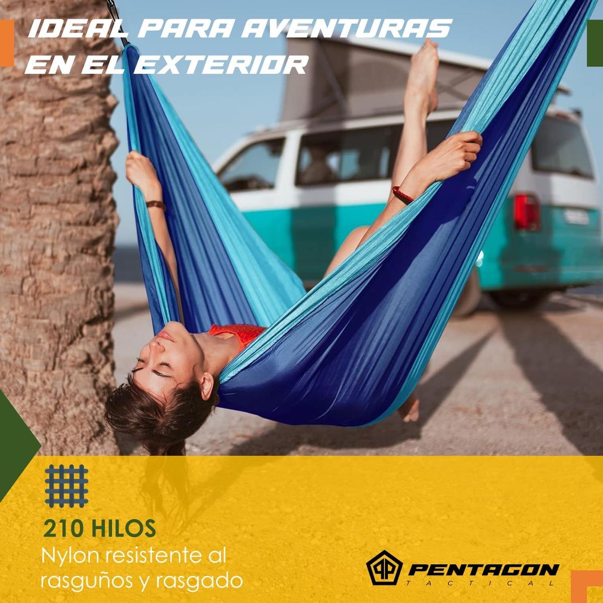 FITNICS - Hamaca Camping Pentagon Liviana Para 2 Personas + Estuche