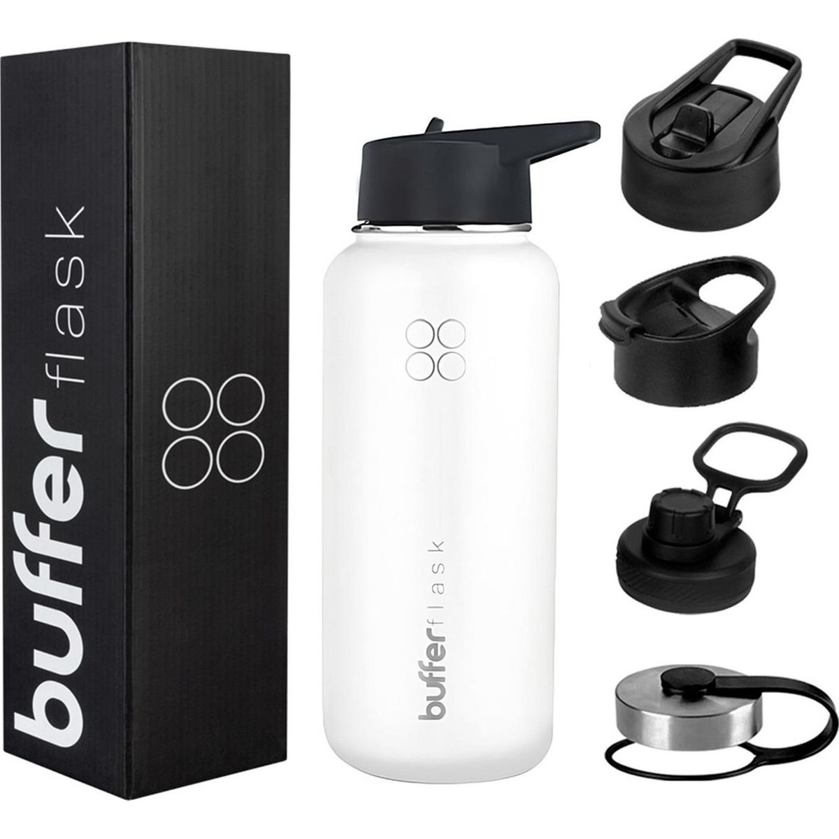 BUFFER FLASK - Termo Botella Agua Termica Inoxidable Buffer+Tapas - Crema