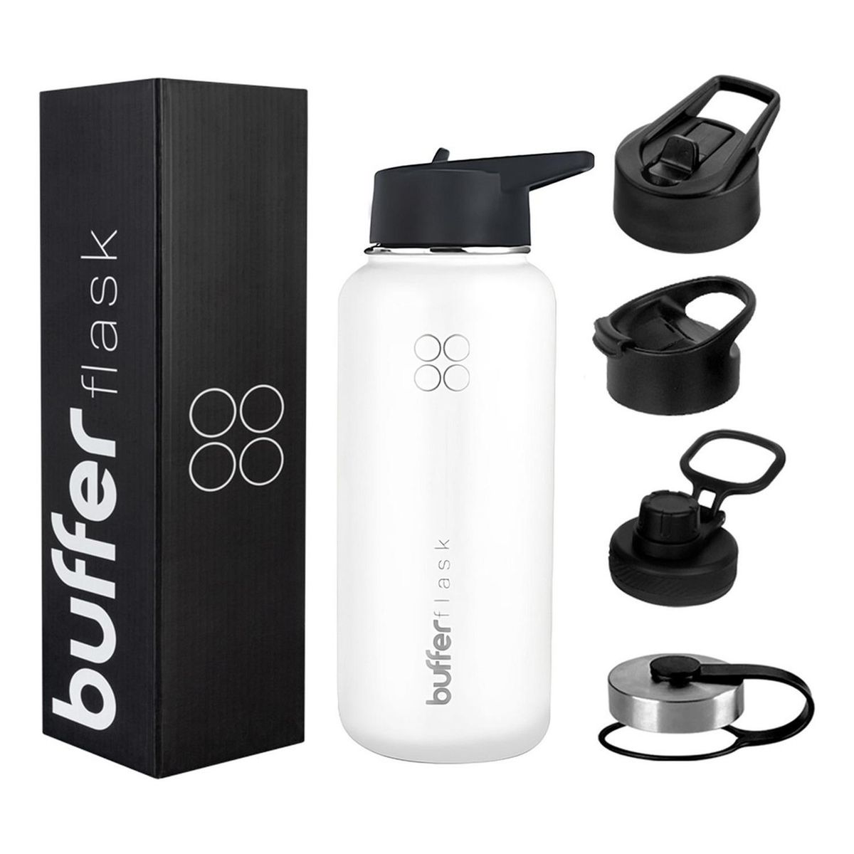 BUFFER FLASK - Termo Botella Agua Termica Inoxidable Buffer+Tapas - Crema