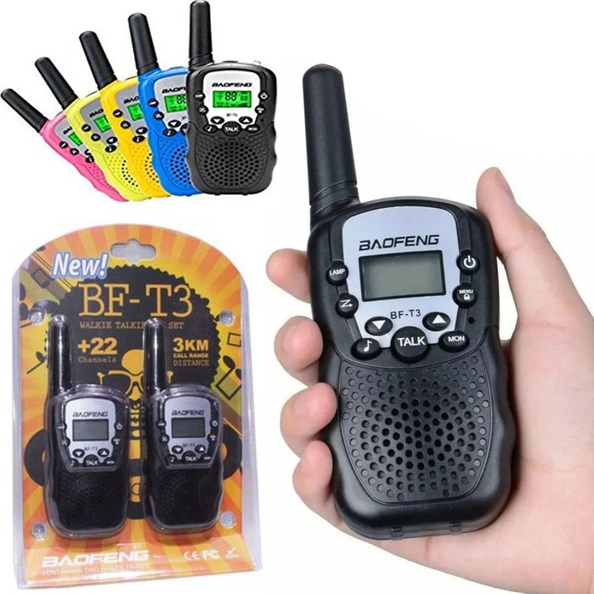ONE PIXEL - Radio Intercomunicador Rs Bf T3 Uhf 22 3km Walkie Talkie Negro