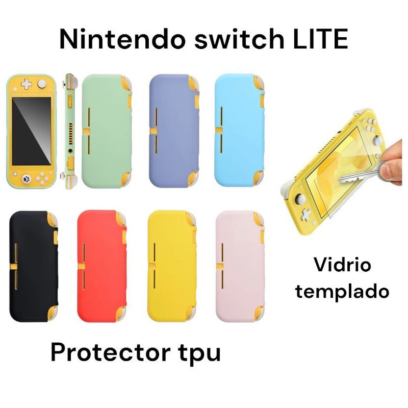 GENERICO - Protector Funda En Tpu Amarilla + Vidrio Para Switch Lite