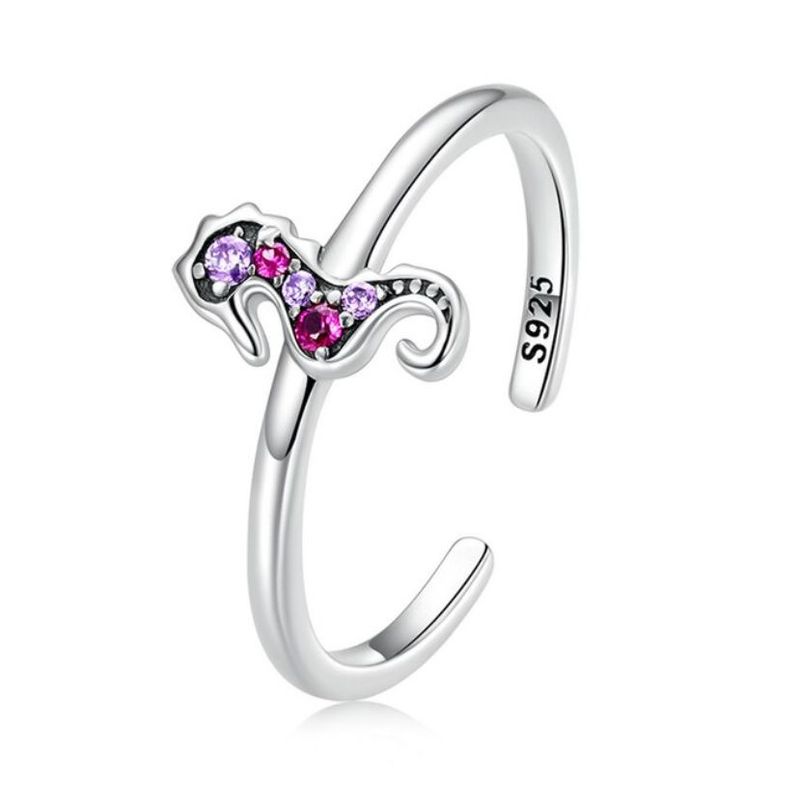 ALHAJAS - Anillo Alhajas Ajustable Para Mujer Caballito De Mar En Plata 925