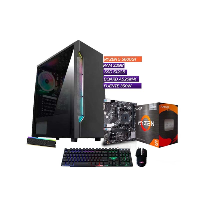 AMD - TORRE GAMER RYZEN 5 5600G/ 32GB RAM / SSD 512GB / BOARD A520M-K ASUS PRIME